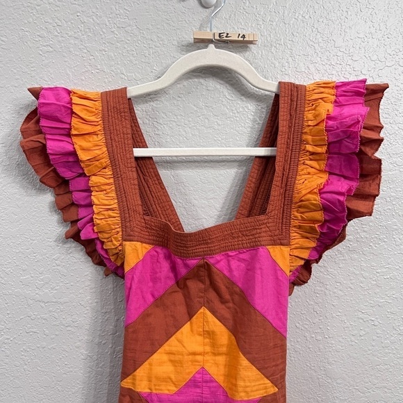 Anthropologie Love the Label Ruffled Colorblocked Midi Dress Size XS - Picture 4 of 14